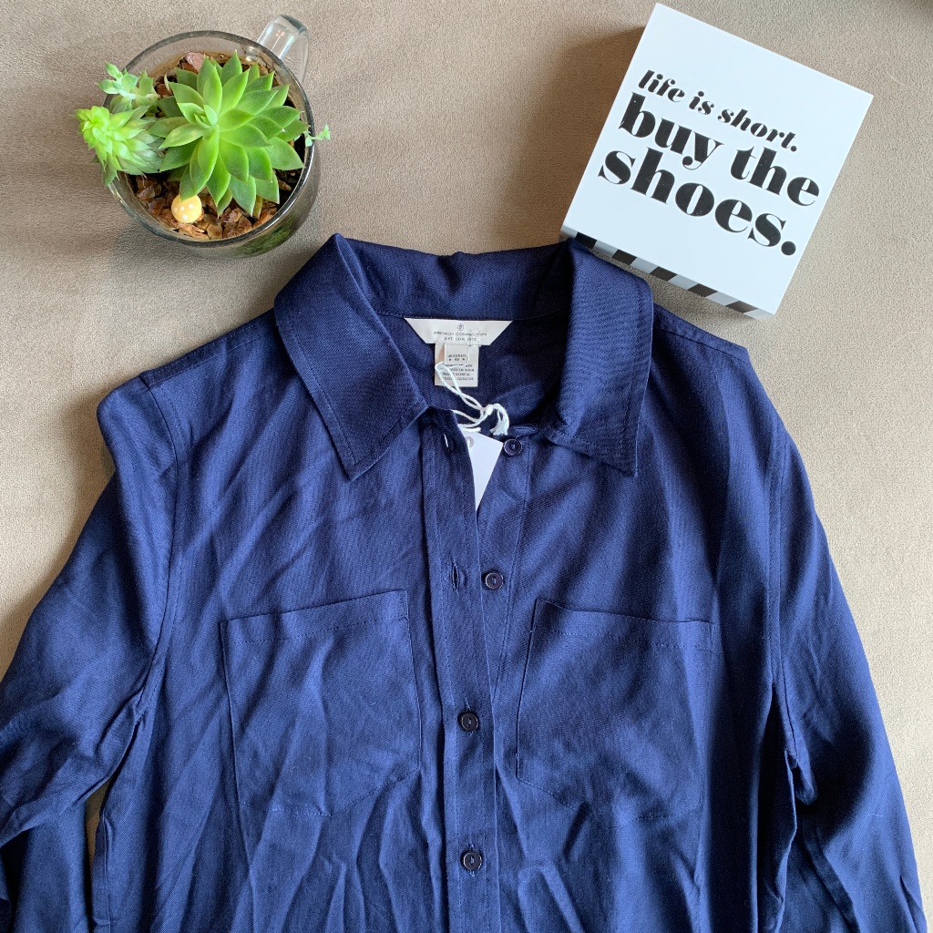 French Connection Long Sleeve Tencel Shirt Dress Size 4